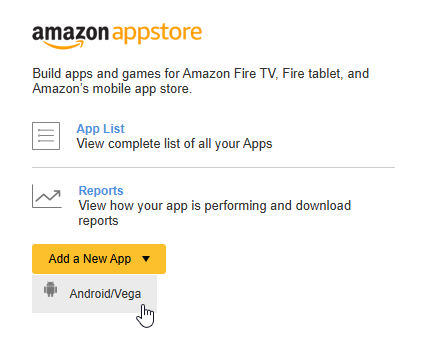 Amazon Appstore section in Dashboard