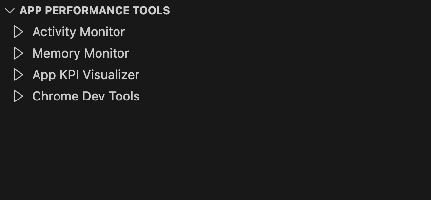 Screen shows app performance tooling