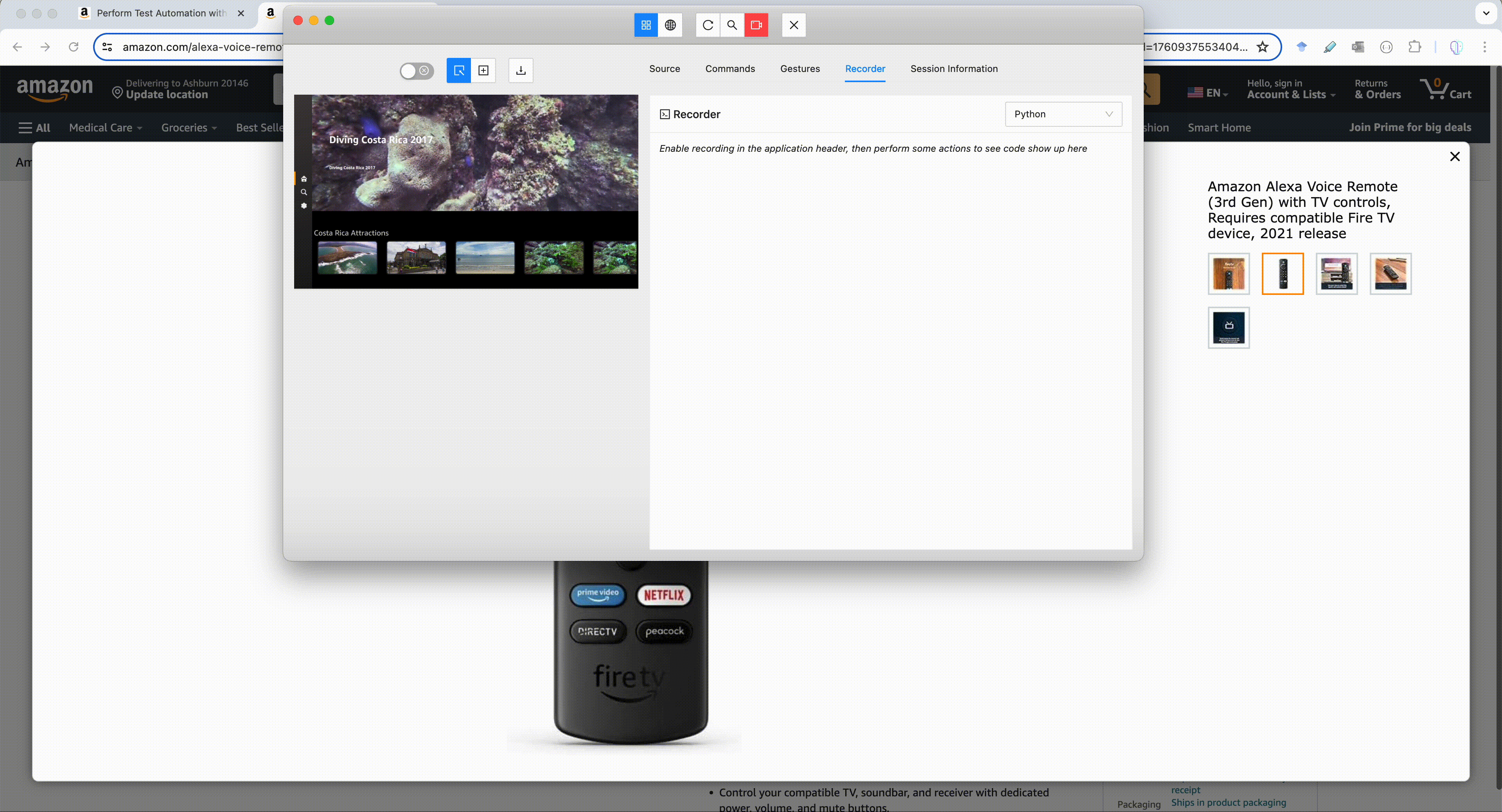 The gif image shows the process of creating a test scenario