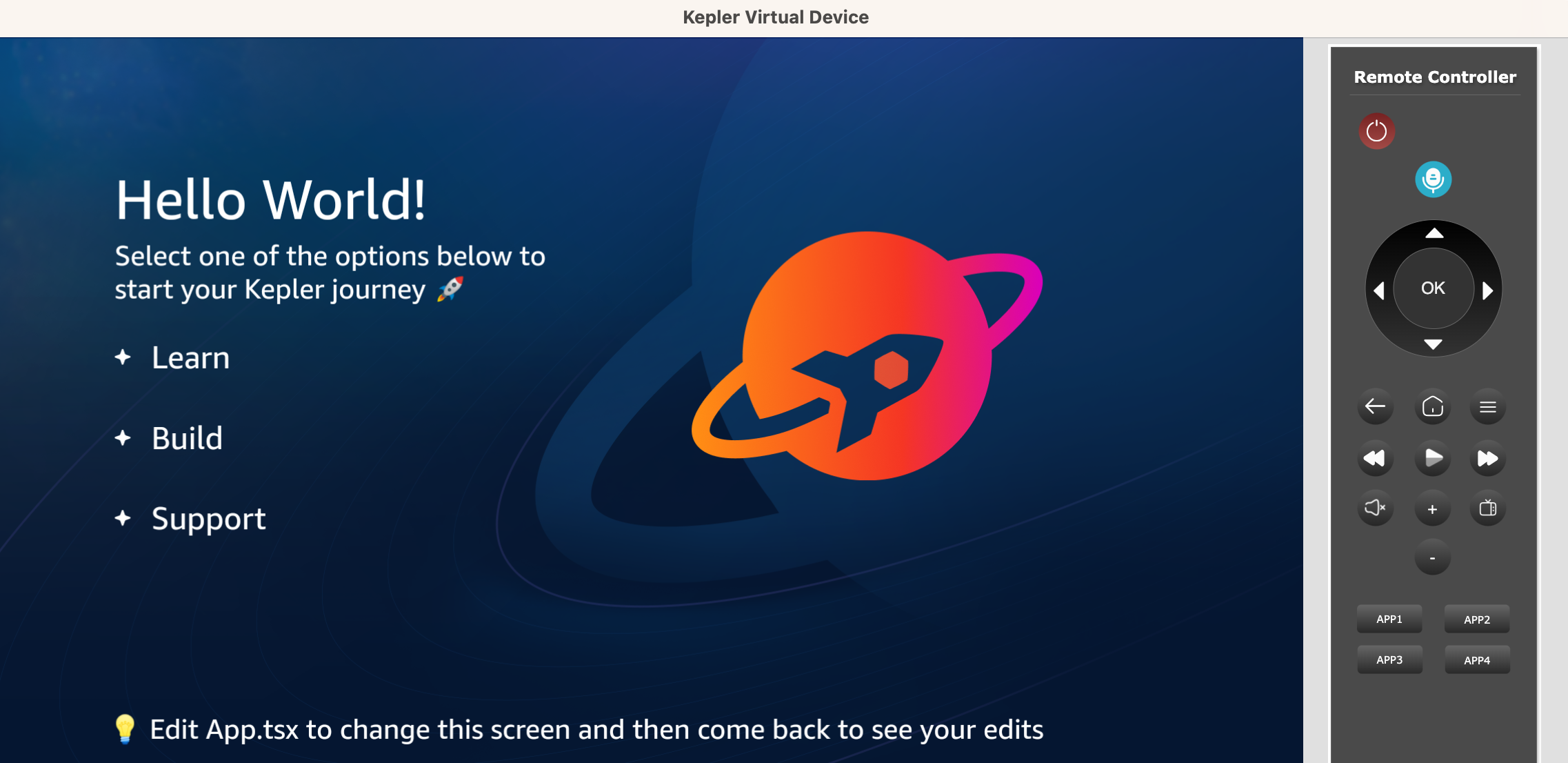 This is a screenshot of the Vega Virtual Device interface
