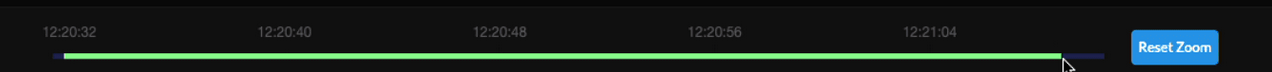 Timeline interface with draggable green bar for selecting time windows to filter performance data