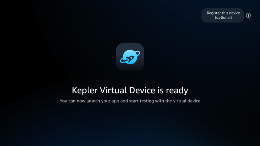 The screen shows the Vega Virtual Device interface