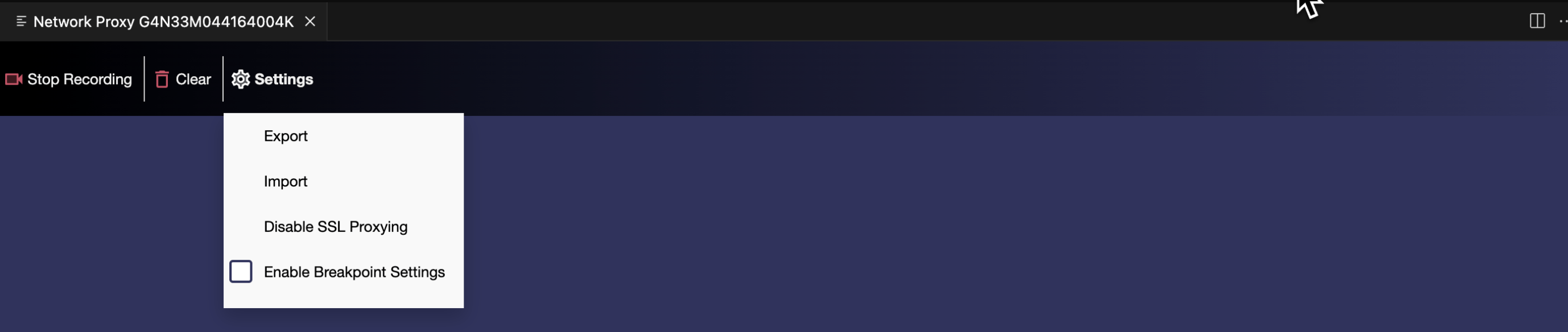 Network Proxy UI shows control panel sections