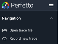 Perfetto UIのナビゲーションを示す画面