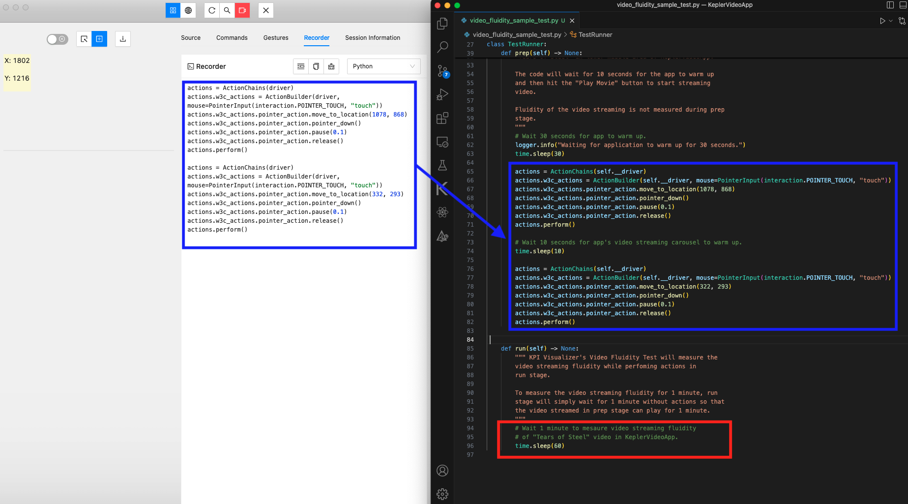 The image shows two key functions in your app